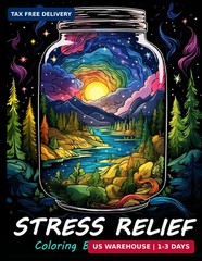 Stress Relief Coloring Book For Adults: Large print adult colouring book with re
