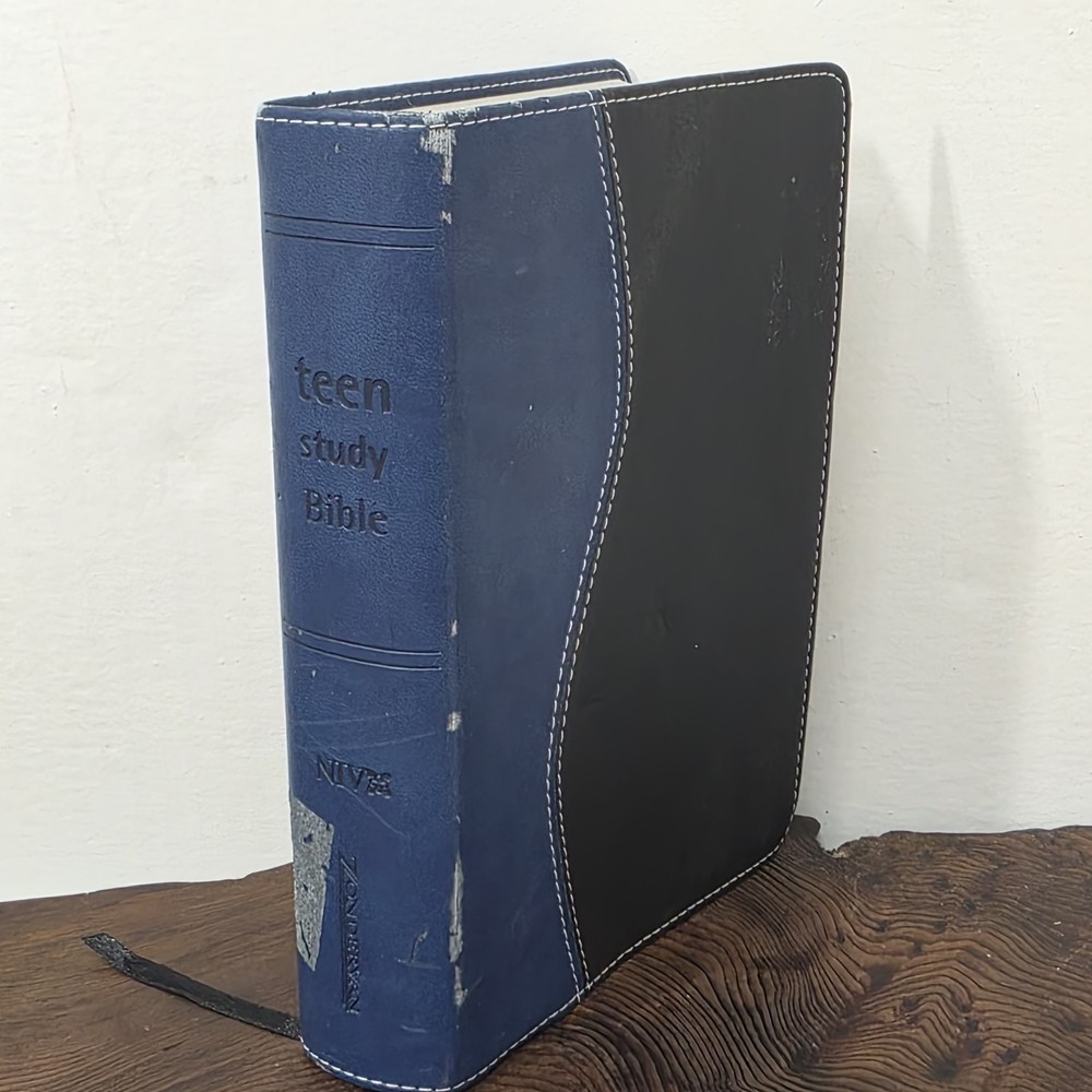NIV Teen Study Bible Blue Black Italian Duo-Tone Zondervan Leather 2000s
