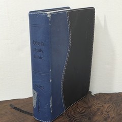 NIV Teen Study Bible Blue Black Italian Duo-Tone Zondervan Leather 2000s