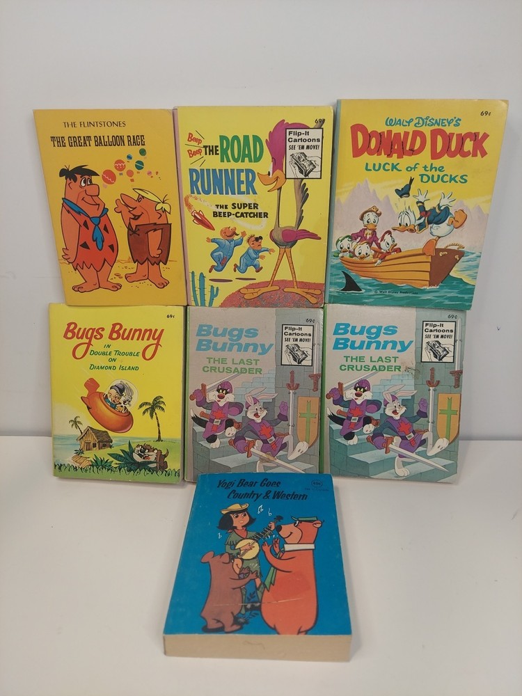 Vintage Lot of 7 Whitman Big Little Books & Flip-It Cartoons – Bugs Bunny, Road