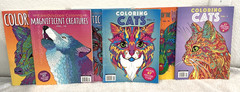 New kaleidoscope Coloring Books For Adults/Kids Lot of 6 Wolves/Cats MSRP 9.99ea