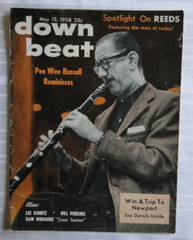 Vintage Magazine Down Beat May 1958 Pee Wee Russell Lee Konitz Bill Perkins 101