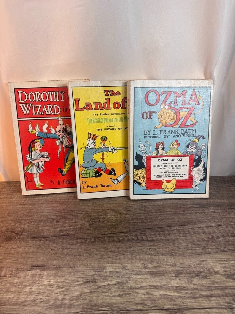 Lot of 3 Vintage Oz Books L. Frank Baum Reilly & Lee White Edition 1960s Reprint