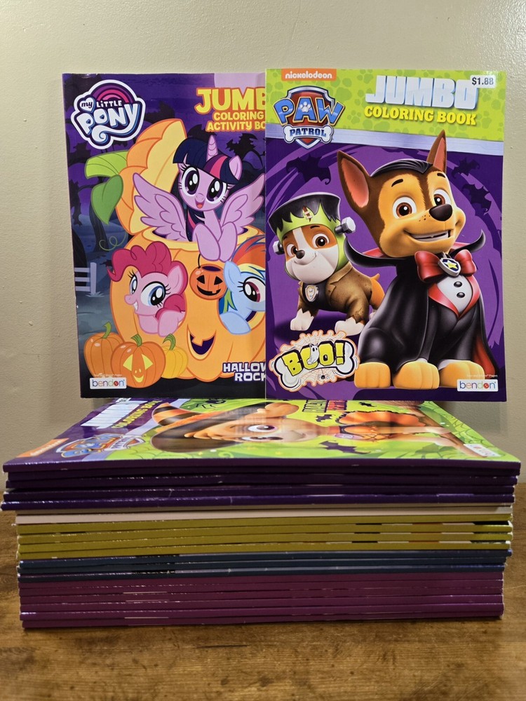 22 Pc. Lot HALLOWEEN Kids Coloring Books, Multiple Franchises & Characters, New