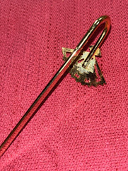 VINTAGE Gold Tone Enamel Fan Bible Book Mark 5.75” Teal Rose Made in Taiwan