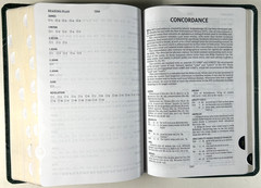 NIV Compact Center Column Reference Bible Green Leathersoft Indexed New OOP