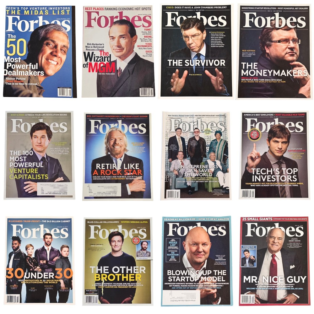 Lot of 12 Forbes Magazine Venture Capital Tech Investing Startups Midas List