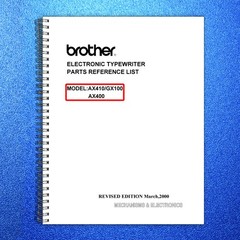 BROTHER AX-400 410 GX-410 Electronic Typewriter Parts Reference Manual 2000