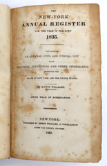 1835 New York Annual Register For 1835 First Edition Lacking the Map 484 pages