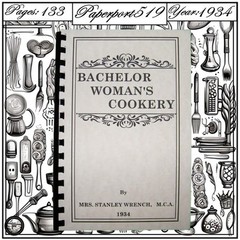 1934 Bachelor Woman’s Cookery Vintage Cook Book 133 Pages