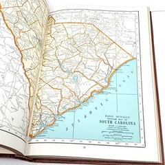 Antique Leather Rand McNally World AtlasS Book 1951 Vintage WW2 Maps Geography