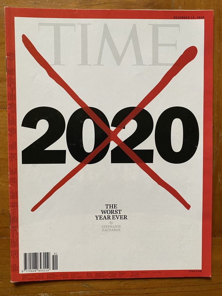 Time Magazine 2020 The Worst Year Ever Red Cross X Grave New World NO LABEL