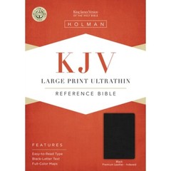 KJV Large Print Ultrathin Reference Bible Premium Black Genuine Leather Indexed