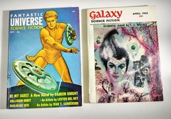 (2) DAMON KNIGHT 1952 1958 Fantastic Universe, Galaxy Science Fiction Magazines