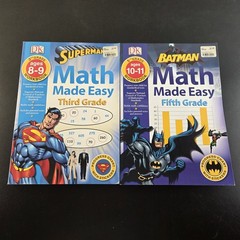 DK Math Made Easy Fifth Grade & Third Grade Batman & Superman Workbooks Lot Of 2