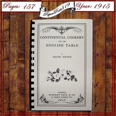 1915 Continental Cookery For The English Table Vintage Cook Book 157 Pages
