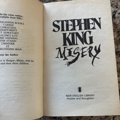 Stephen King Misery Vintage 1988 UK PB NAL Horror Super Rare Cover