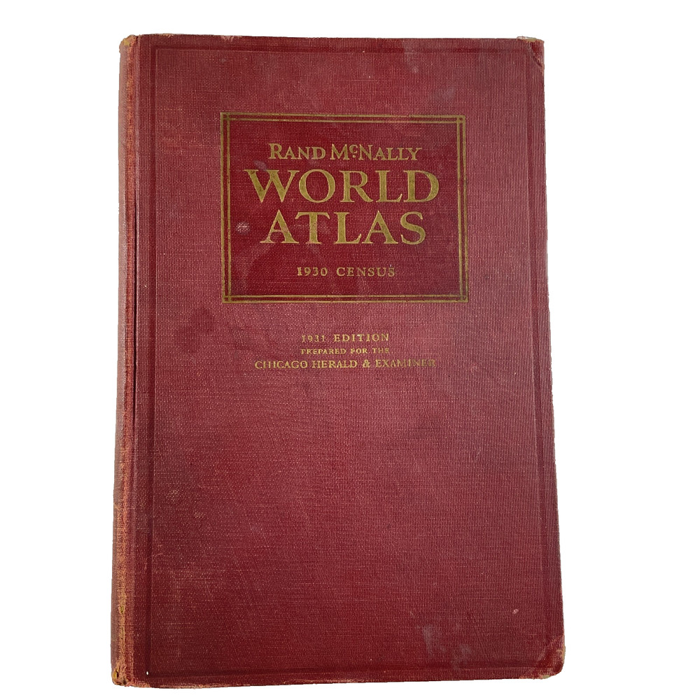Rand McNally World Atlas 1931 Edition 1930 Census Chicago Herald Examiner Maps