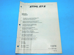 SPARE PARTS LIST MANUAL FOR STIHL 07 S CHAINSAW — BOX 2780 FF
