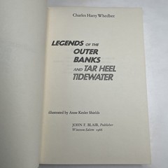 1966- Legends of the Outer Banks and Tar Heel Tidewater by Charles Harry Whedbee