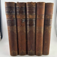 Robert Browning Riverside Edition 5 Vol Set 1889 Half Leather Houghton Mifflin