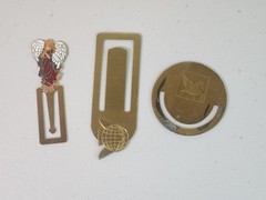 Vintage Set of 3 Book Marks Solid Brass & Enamel Multi Colored Angel