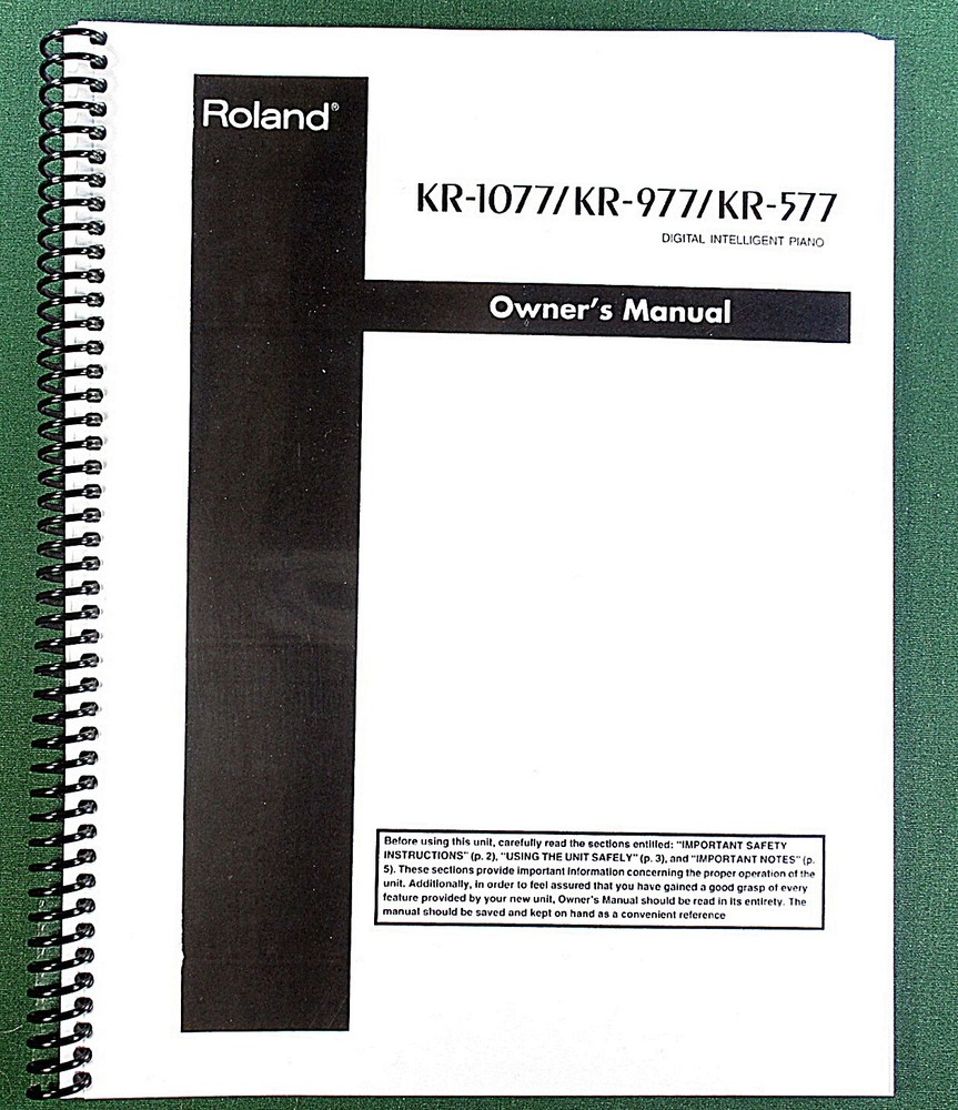 Roland KR-1077 KR-977 KR-577 Owner’s Manual: 226 Pages & Protective Covers!