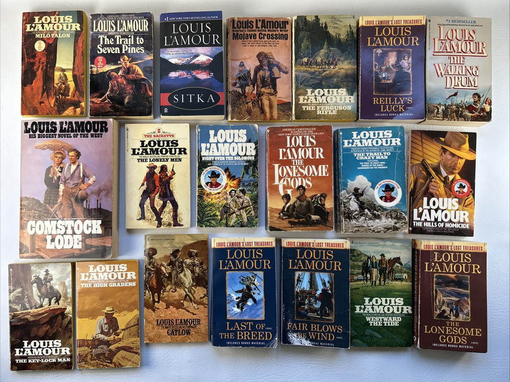 LOUIS L’ AMOUR Lot of 20 Vintage Paperback Books Classic Westerns No Duplicates