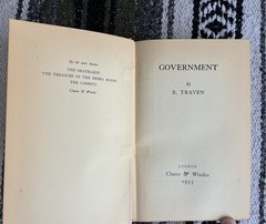 Government – B. Traven First Edition 1935 Chatto & Windus Hardcover