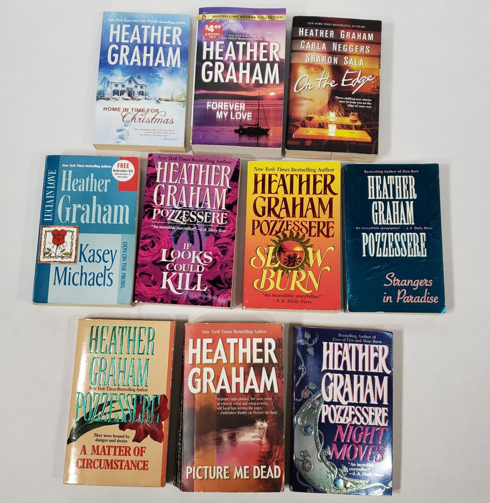 Heather Graham Books Lot Of 10 Romance Novels Suspense Mystery Thriller Set