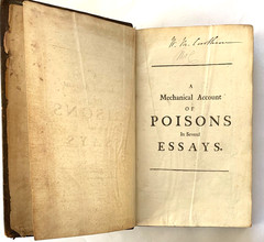 A Mechanical Account of Poisons In Several Essays 1708 Richard Mead Ralph Smith