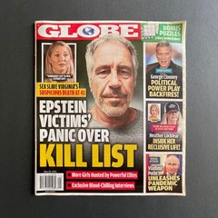 2025 Globe Tabloid Magazine • Jeffrey Epstein List • Putin • Locklear • Clooney