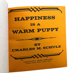 Vtg 1962 Happiness is a Warm Puppy Book by Charles M. Shulz 1st Ed Scholastic PB
