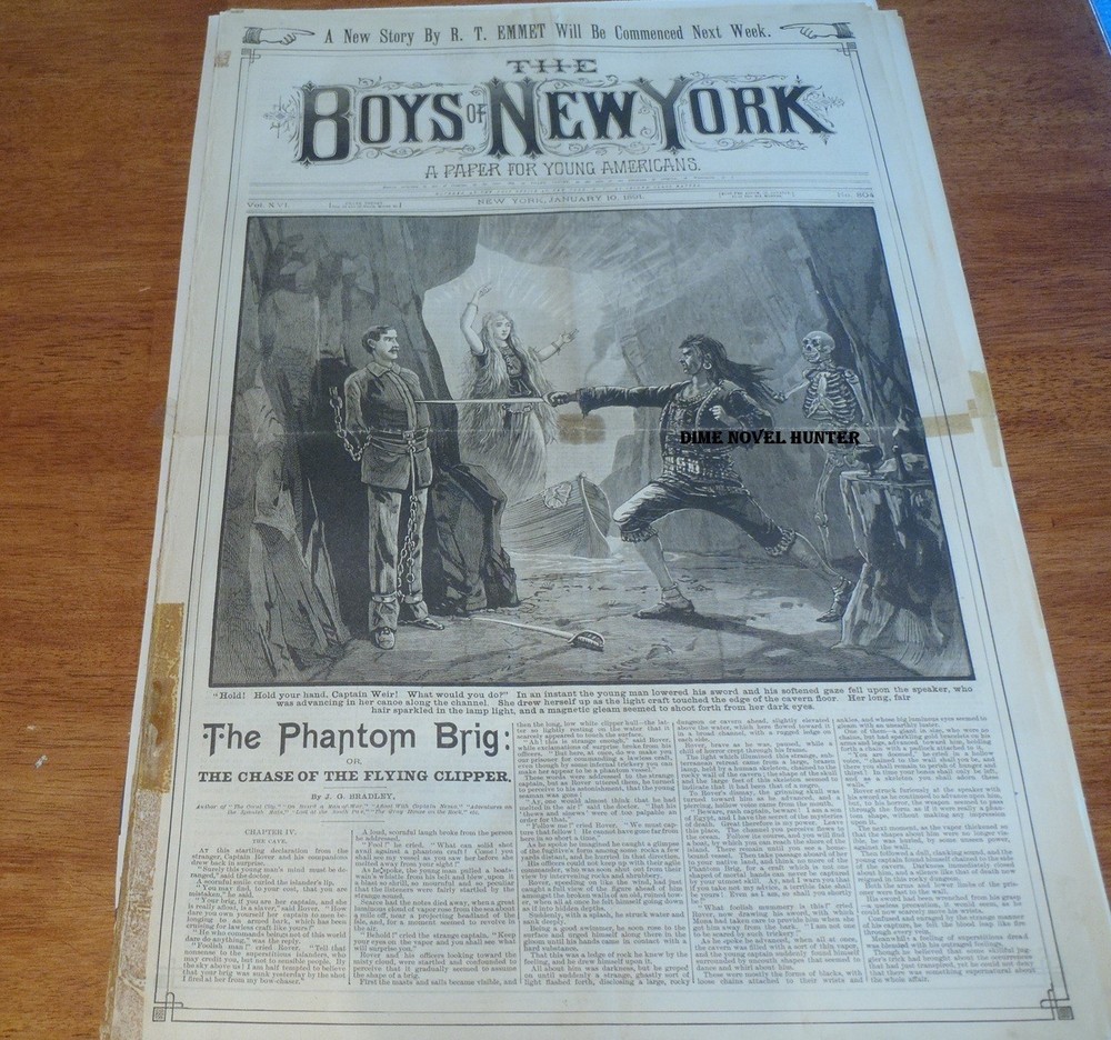 SKELETON COVER BOYS OF NEW YORK #804 ALSO FRANK READE FRANK TOUSEY STORY PAPER
