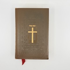 Vintage 1953 Catholic Family Holy Bible John J Crawley Illustrated Hardcover