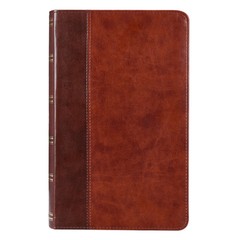 The Holy Bible King James Version Giant Print Tan/Brown / Jesus words in red
