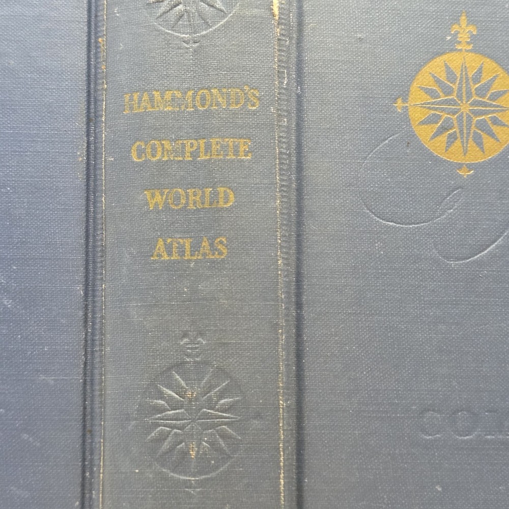 Hammond’s Complete World Atlas 1951 Old Hardcover Book – Geography Maps Early Ed