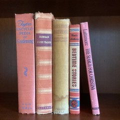 Lot Of 5 Orange Shades Vintage Books Staging Decor Display Hardcover