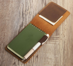 fit for 14x8cm Notepad holder pad pen bag Note cover notebook Leather brown X89