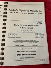 COOKBOOK Somerset, PA Firemen Ladies Auxiliary 56 Pages 1983 ~~ADVERTISEMENTS