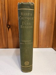 Critique of Pure Reason, 1881, Kant, Translated By Muller