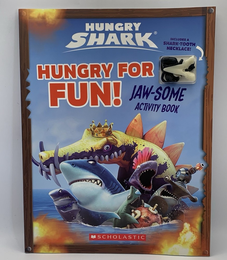 Hungry Shark Jaw-Some Activity Book With Plastic Shark Tooth Necklace 63 Pages