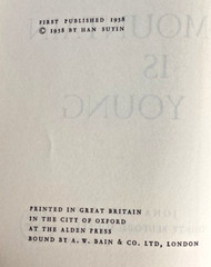 ? 1st Edition Han Suyin The Mountain is Young Vintage 1958 HC/DJ ?