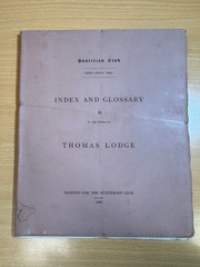 Index and Glossary No. LXIII. -Ninth Year. by Thomas Lodge 1888 Paperback