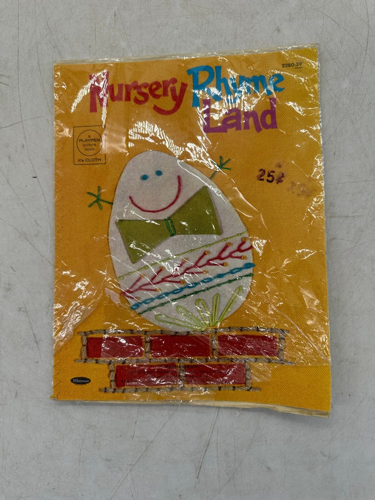 Nursery Rhyme Land Whitman 1970 Cloth Book Stitchery Pictures Virginia Tiffany