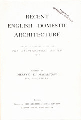 Recent English Domestic Architecture, Mervyn E. Macarthy, 1911