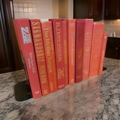 Lot of 10 Hardcover RED BURGUNDY ROSE PINK Shades Books for Staging Prop Decor