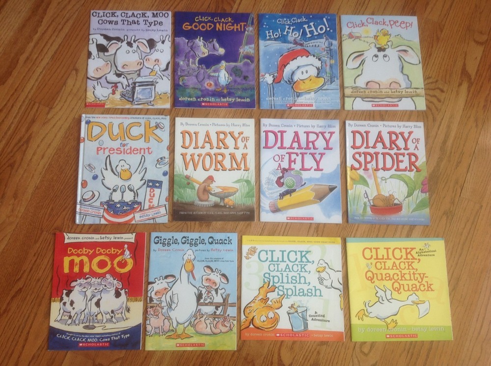 Lot 12 DOREEN CRONIN Books CLICK CLACK MOO Peep DOOBY Diary & More HB/PB VGC