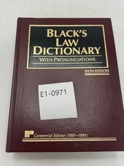 Black’s Law Dictionary Henry Campbell Black 1997 Sixth Centennial Edition Law
