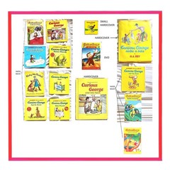 Lot 15🟠Curious George🐒Books+DVD Winter Nap Pizza Beach Dinosaur Discovery Katy